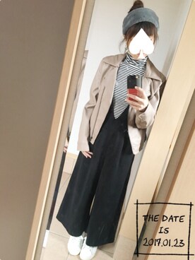 「ヘアバンド」｜「アイテム（つなぎ/オールインワン）」を使った、S*さん（レディース・149cm）の冬コーディネート