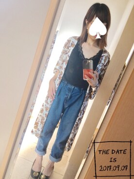 「ペタンコ靴」｜「アイテム（その他アウター）」を使った、S*さん（レディース・149cm）の秋コーディネート