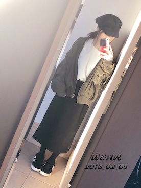 「LEPSIM（レプシィム）のマリンキャスケット　735142（キャスケット）」を使った、S*さん（レディース・149cm）の冬コーディネート