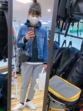 「無印良品（ムジルシリョウヒン）のアイテム（デニムジャケット）」を使った、r。さん（レディース・157cm）の冬コーディネート
