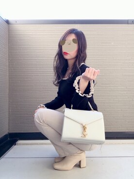 「Chico（チコ）のアイテム（トップス、ブラック系）」を使った、harukaさん（レディース・153cm）の冬コーディネート