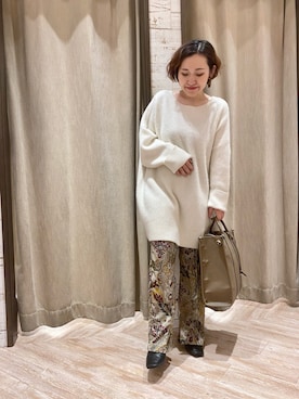 「CAPRICIEUX LE'MAGE（カプリシューレマージュ）の〈新色追加〉ラクーンウール畦チュニック（ニット/セーター）」を使った、mari.kana_lemageさん（レディース・150cm）の冬コーディネート