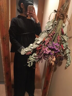 「ぺプラムトップス」｜「アイテム（ハンチング/ベレー帽）」を使った、miiiyukiさん（レディース・157cm）の冬コーディネート