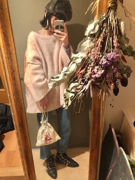 「フレアスリーブ」｜「アイテム（ブルゾン）」を使った、miiiyukiさん（レディース・157cm）の冬コーディネート