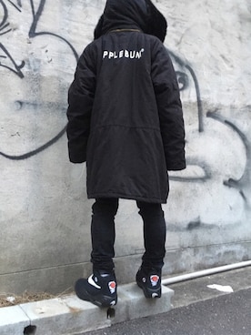 「寒い」｜「アイテム（ミリタリージャケット）」を使った、たつさん（メンズ・160cm）の冬コーディネート