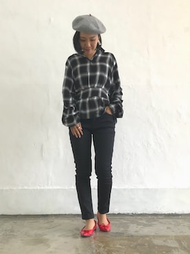 「赤い靴」｜Akiさん（レディース・153cm）の秋コーディネート