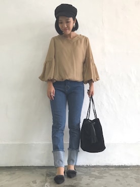 「旅行」｜Akiさん（レディース・153cm）の秋コーディネート