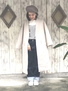 「ロールアップ」｜「アイテム（ノーカラージャケット）」を使った、Akiさん（レディース・153cm）の秋コーディネート