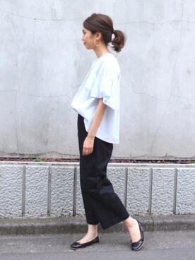 「FRAMeWORK（フレームワーク）のPORSELLI バレーシューズ◆（バレエシューズ）」を使った、tomoさん（レディース・165cm）の夏コーディネート