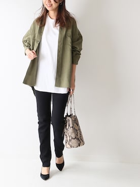 「FRAMeWORK（フレームワーク）のアイテム（レッグウェア）」を使った、tomoさん（レディース・165cm）の冬コーディネート