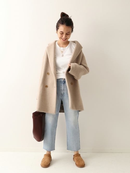 美品！FRAMeWORK 二重織ショートコート ベージュ 38 ワイドシルエット 美品！FRAMeWORK 二重織ショートコート ベージュ 38 ワイド