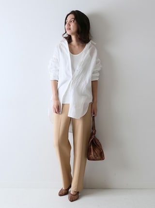 FRAMeWORK フレームワーク　フレンチリネン2wayシャツ　ブラウン フレームワーク FRAMeWORK ≪追加≫フレンチリネンレギュラー