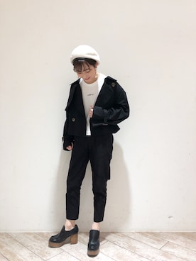 「ジーナシス」｜「アイテム（トレンチコート）」を使った、KINAさん（レディース・160cm）の春コーディネート