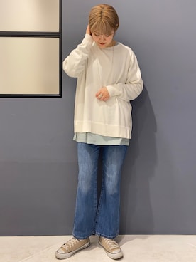 「オフホワイト」｜「アイテム（その他）」を使った、ゆきみんさん（レディース・163cm）の春コーディネート