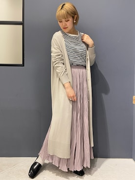 「ワッシャースカート」｜「アイテム（その他）」を使った、ゆきみんさん（レディース・163cm）の春コーディネート