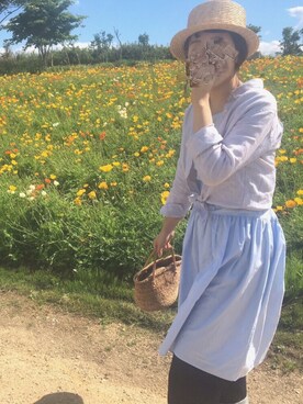 「UNIQLO（ユニクロ）のWOMEN プレミアムリネンシャツ（長袖）A（シャツ/ブラウス）」を使った、__yama__さん（レディース・163cm）の夏コーディネート