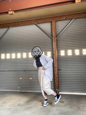 「アイテム（デニムスカート、ホワイト系）」を使った、kakki.さん（レディース・160cm）の冬コーディネート