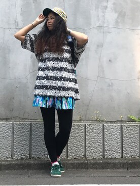 「キュロット」｜「アイテム（レッグウェア）」を使った、モジャ子さん（レディース・165cm）の夏コーディネート