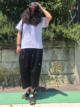 「ELDORESO（エルドレッソ）のアイテム（帽子）」を使った、モジャ子さん（レディース・165cm）の夏コーディネート