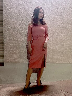 「EENNYROSEのアイテム（ワンピース/ドレス、ピンク系）」を使った、mauさん（レディース・155cm）の秋コーディネート