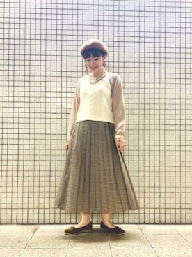 「スタッフセンバツ」｜「アイテム（バレエシューズ）」を使った、𝕞𝕒𝕞𝕖Ⓒさん（レディース・163cm）の秋コーディネート