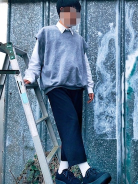 「BEAMS（ビームス）のアイテム（スラックス）」を使った、Atsuさん（メンズ・167cm）の春コーディネート