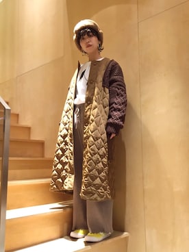 「アイテム（ノーカラージャケット）」を使った、mikako さん（レディース・160cm）の秋コーディネート