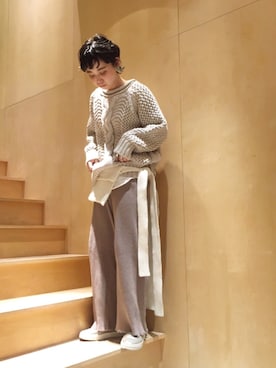 「TAN（タン）のアイテム」を使った、mikako さん（レディース・160cm）の冬コーディネート