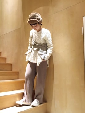 「アイテム（イヤリング）」を使った、mikako さん（レディース・160cm）の冬コーディネート