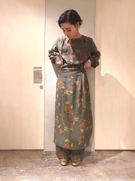 「オケージョン」｜「アイテム（スリッポン）」を使った、mikako さん（レディース・160cm）の春コーディネート