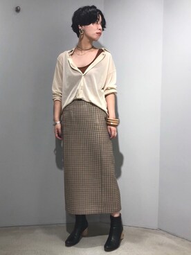 「note et silence （ノートエシロンス）のアイテム（スカート）」を使った、mikako さん（レディース・160cm）の秋コーディネート