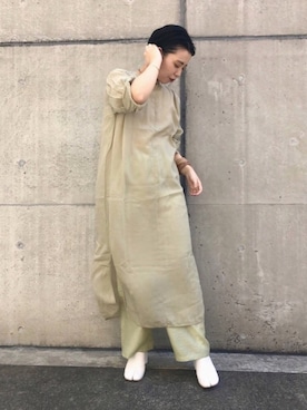 「アイテム（ワンピース/ドレス、グリーン系）」を使った、mikako さん（レディース・160cm）の春コーディネート