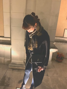 「アイテム（タイツ/ストッキング、ブルー系）」を使った、Risaさん（レディース・168cm）の冬コーディネート