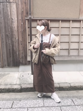 「カフェ巡り」｜「アイテム（ナイロンジャケット）」を使った、ｍさん（レディース・161cm）の冬コーディネート