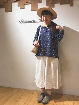 「サマンサモスモス」｜「アイテム（スリッポン）」を使った、みさきさんさん（レディース・152cm）の春コーディネート