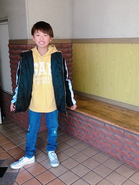 「HusHusH（ハッシュアッシュ）のアイテム（ダウンジャケット/コート）」を使った、ranさん（キッズ・134cm）の冬コーディネート