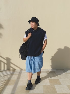 「URBAN RESEARCH（アーバンリサーチ）のアイテム（帽子、ブラック系）」を使った、Haru🧓🏽さん（168cm）の春コーディネート