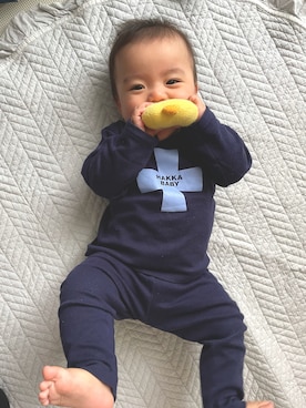 「HAKKA BABY（ハッカベビー）のアイテム」を使った、りーとんさん（キッズ・80cm）の春コーディネート