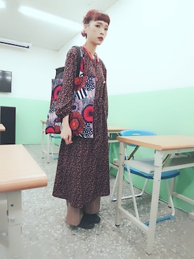 「通勤穿搭」｜「アイテム（ワンピース）」を使った、彤さん（レディース・168cm）の秋コーディネート