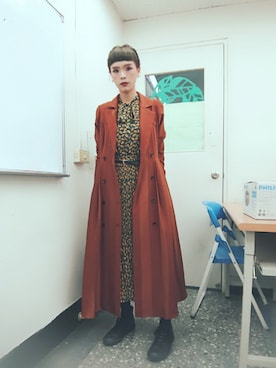 「シャツワンピ」｜「アイテム（ピーコート）」を使った、彤さん（レディース・168cm）の冬コーディネート