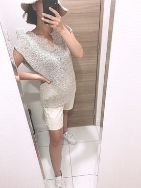 「GU（ジーユー）のアイテム（ハット）」を使った、meruさん（レディース・162cm）の夏コーディネート