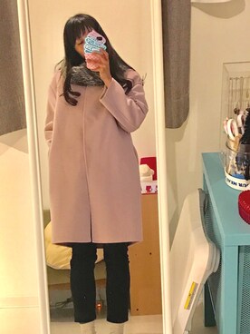 「PRADA（プラダ）のアイテム（チェスターコート）」を使った、sinさん（レディース・158cm）の冬コーディネート