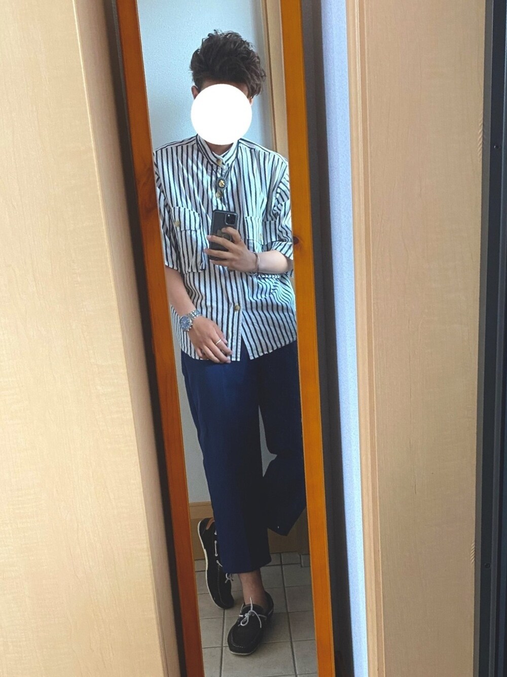 「気まぐれ、シンプル、かつ、ONLYSTYLE、ビッグシルエット、最近、シャツ、キてるね、夏コーデ」｜「JOURNAL STANDARDのアイテム（シャツ/ブラウス、ホワイト系）」を使った、Atsushi.さん（メンズ・183cm）の夏コーディネートの1枚目の写真