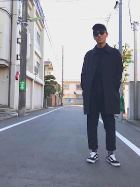 「アイテム（ステンカラーコート）」を使った、Motomenさん（メンズ・183cm・10代）の冬コーディネート