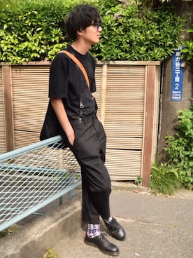 「ブラックブラック」｜Motomenさん（メンズ・183cm）の春コーディネート