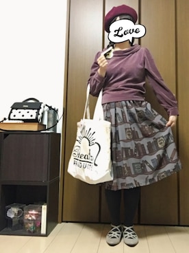 「シアタープロダクツ(THEATRE PRODUCTS)」｜「アイテム（ハンチング/ベレー帽）」を使った、m!u.さん（レディース・153cm）の秋コーディネート