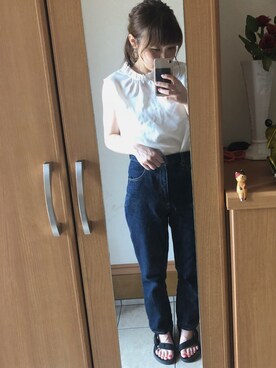 「ハイウエストストレートジーンズ」｜なつみるくさん（レディース・158cm）の夏コーディネート