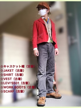 「VINTAGE（ヴィンテージ）のアイテム（その他）」を使った、kenkenさん（メンズ・165cm）の春コーディネート