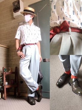 「アイテム（ドレスシューズ、グリーン系）」を使った、kenkenさん（メンズ・165cm）の夏コーディネート