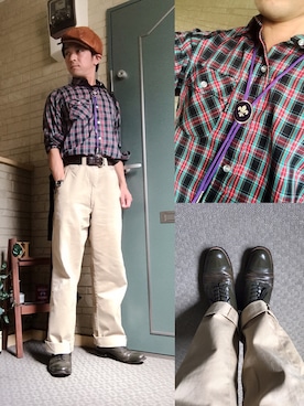 「アイテム（ドレスシューズ、グリーン系）」を使った、kenkenさん（メンズ・165cm）の秋コーディネート